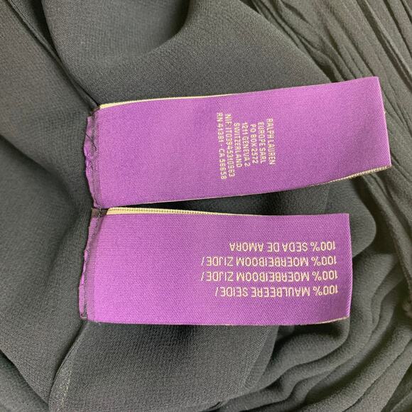 RALPH LAUREN Size 6 Navy Silk Solid Slits Long Skirt - Picture 7 of 8